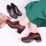 کفش چرم طبیعی زنانه روزمره طرح بغل زیپ