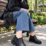 بوت زنانه چرم طبیعی گاوی طرح ارام