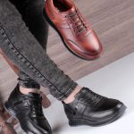 کتونی مردانه تمام چرم طبیعی طرح اکیپ بندی